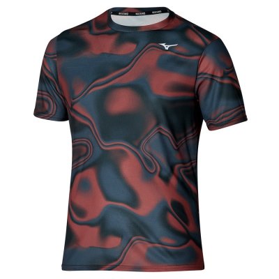 Camisa Mizuno Core Estampados Tee Hombre Rojos / Negros - Chile M847ZCPWFL
